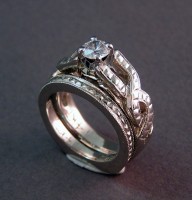 Photo of Abbie's White Gold Celtic Wedding Ring Set with 1/2 Carat Diamond