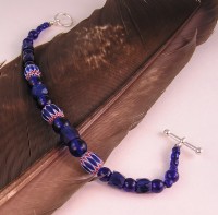 Cobalt Blue Russian and Chevron Trade Beads Bracelet