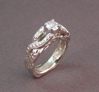 Photo of Celtic Twisted Braid Engraved Diamond Wedding Ring