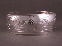 Sterling silver hand carved Raven bracelet