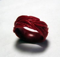 Wax carving of leafy wedding ring