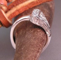 14 kt White Gold Horseshoe Nail Engagement Ring with Diamonds