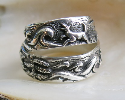 NW Coast Love Affair in Sterling Anniversary Story Rings