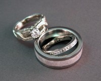Photo of Joe and Abbie's White Gold and Antler Wedding Rings