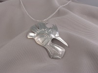 Kingfisher hand carved sterling silver pendant by Owen Walker