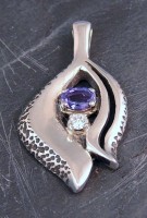 Custom Sterling Wedding Pendant with Tanzanite and diamond