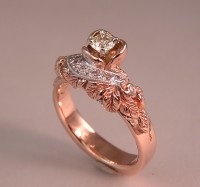 Diamonds and Red Gold Mother's Ring