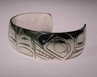 small whale hand carved sterling bracelet D40 $250.00