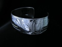 Loon hand carved sterling silver bracelet Design #34