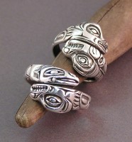 Sterling Totem style wedding rings
