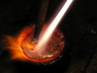 crucible of molten alloyed sterling silver